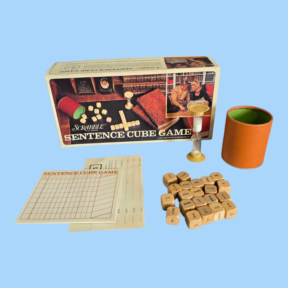 COMPLETE Vintage 1971 Scrabble Sentence Cube Board Game by Selchow & Righter Co